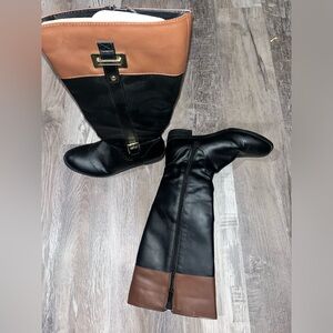 Black and Brown Knee High Boots, Size 7